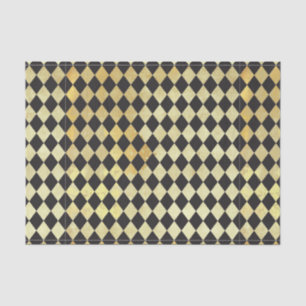 Papel De Seda Padrão Vintage Black & Dourado Harlequin