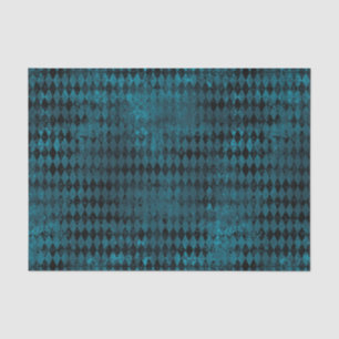 Papel De Seda Padrão Vintage Blue & Black Harlequin