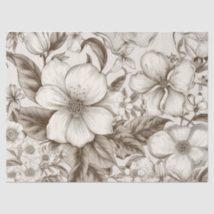 Papel De Seda Padrão Vintage Floral Sepia (14)