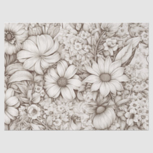 Papel De Seda Padrão Vintage Floral Sepia (5)