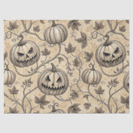 Papel De Seda Padrão Vintage Halloween Pumpkin Vine