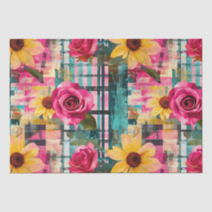 Papel De Seda Padrão Vintage Watercolor Floral Abstrato (16)