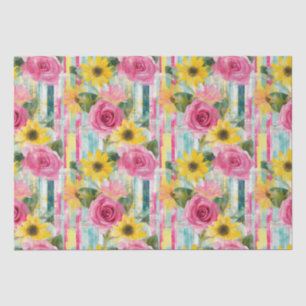 Papel De Seda Padrão Vintage Watercolor Floral Abstrato (7)