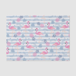 Papel De Seda Padrão Whimsical Flamingo & Pineapple