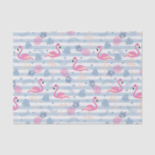 Papel De Seda Padrão Whimsical Flamingo & Pineapple