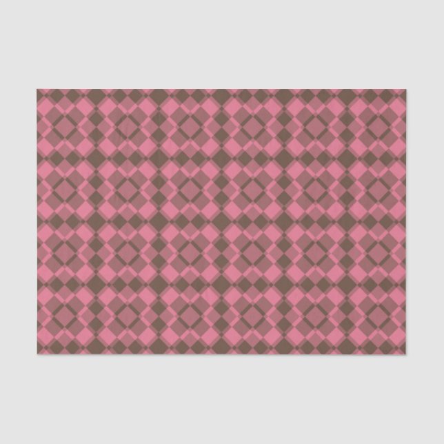 Papel De Seda Padrão Xadrez Argila Rosa Marrom (Frente )