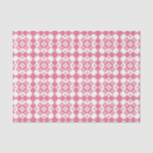 Papel De Seda Padrão Xadrez Argyle Rosa Branco