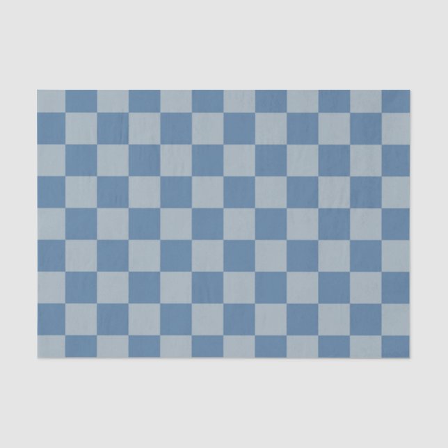 Papel De Seda Padrão Xadrez Azul (Frente )