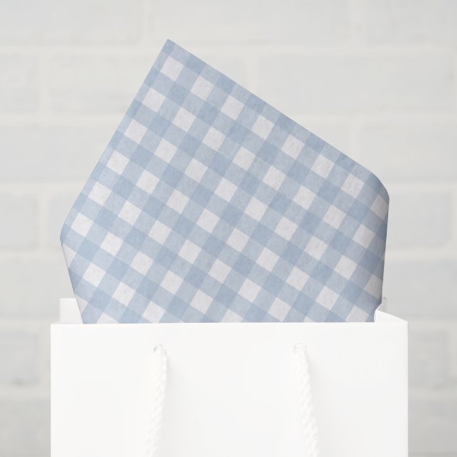 Papel De Seda Padrão Xadrez Azul Bebê (Sacola de presentes)
