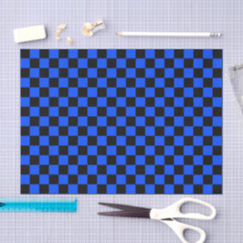 Papel De Seda Padrão xadrez azul e preto
