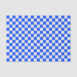 Papel De Seda Padrão xadrez cobalto e creme