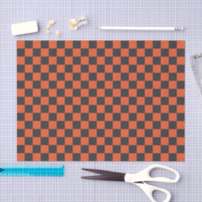 Papel De Seda Padrão xadrez de brasa e cinza (Arte )