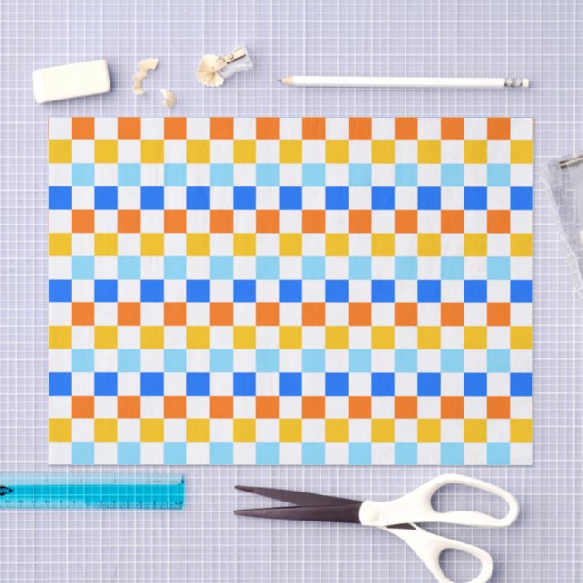 Papel De Seda Padrão xadrez de fogo e gelo (Arte )