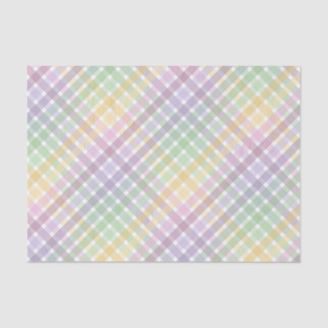PAPEL DE SEDA PADRÃO XADREZ DE PÁSCOA ROXO VERDE AMARELO (Frente )