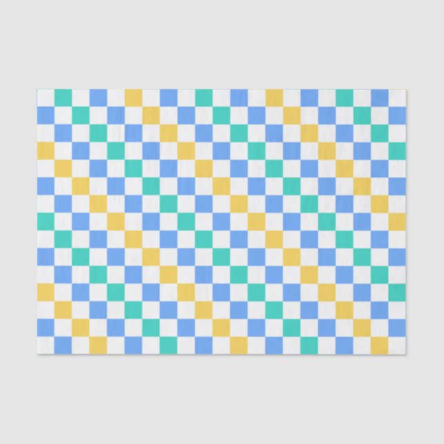 Papel De Seda padrão xadrez diagonal dia de praia (Frente )
