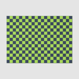 Papel De Seda Padrão xadrez em verde lima e azul-marinho