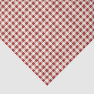 Papel De Seda Padrão Xadrez Gingham Vermelho e Creme Clássico da