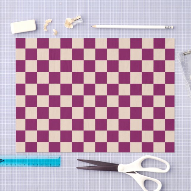 Papel De Seda Padrão xadrez marrom e bege (Arte )