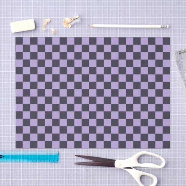 Papel De Seda padrão xadrez névoa de lavanda (Arte )