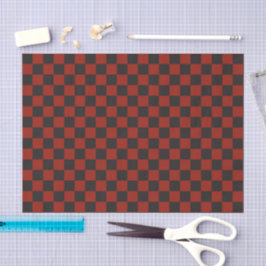 Papel De Seda Padrão xadrez preto e vermelho profundo