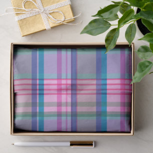 Papel De Seda Padrão Xadrez Retro Fofo em Rosa e Azul