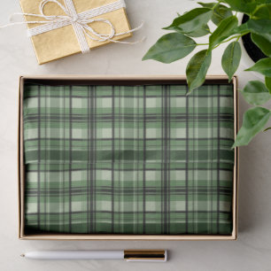Papel De Seda Padrão Xadrez/Tartan Verde e Preto