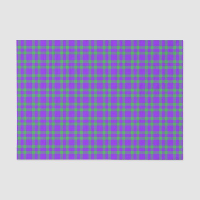 Papel De Seda Padrão Xadrez Verde Roxo (Frente )