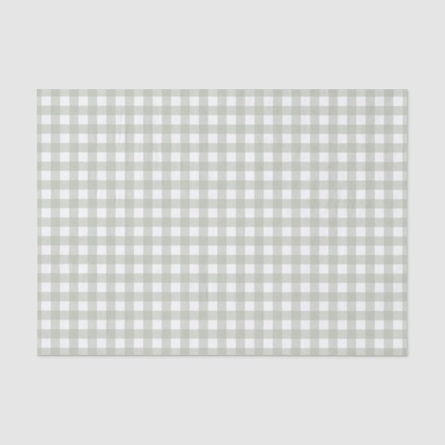 Papel De Seda Padrão Xadrez Verde Salvia (Frente )