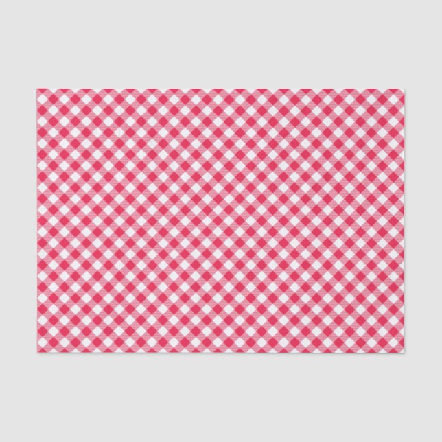 Papel De Seda Padrão Xadrez Vermelho e Branco Clássico Rústico (Frente )