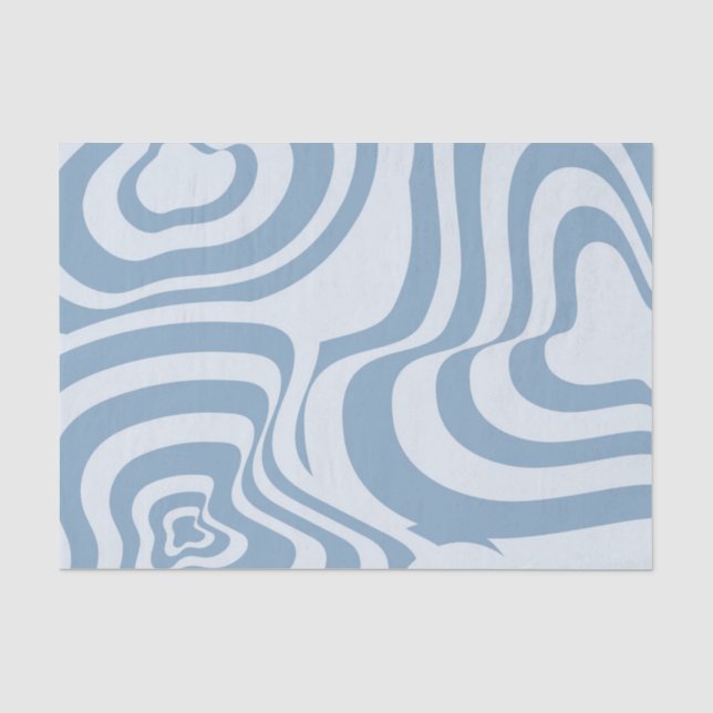 Papel De Seda Padrão Y2K da Groovy Retro Azul (Frente )