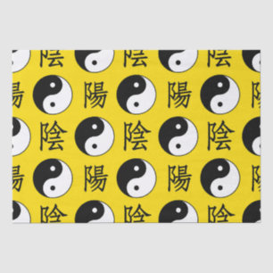 Papel De Seda Padrão Yinyang Chinês de Fundo Amarelo
