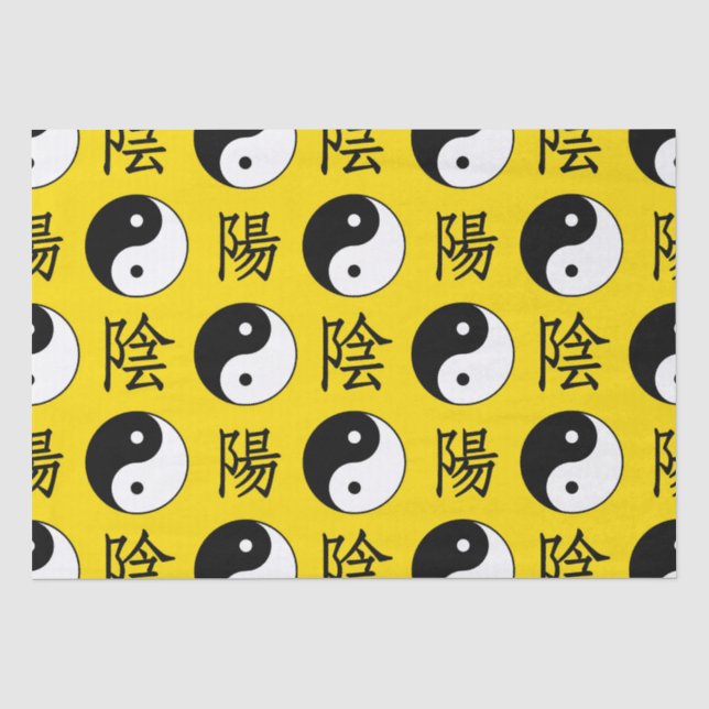 Papel De Seda Padrão Yinyang Chinês de Fundo Amarelo (Frente )