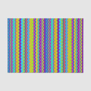 Papel De Seda Padrão Ziguezague Listrado Multicolorido Colorido