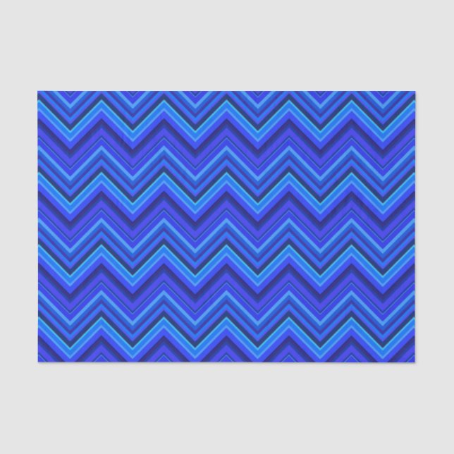 Papel De Seda Padrão zigzag de faixas azuis (Frente )