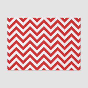 Papel De Seda Padrão ZigZag Grande Cevron Vermelho e Branco