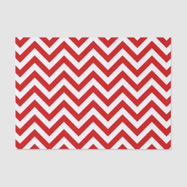 Papel De Seda Padrão ZigZag Grande Cevron Vermelho e Branco (Frente )