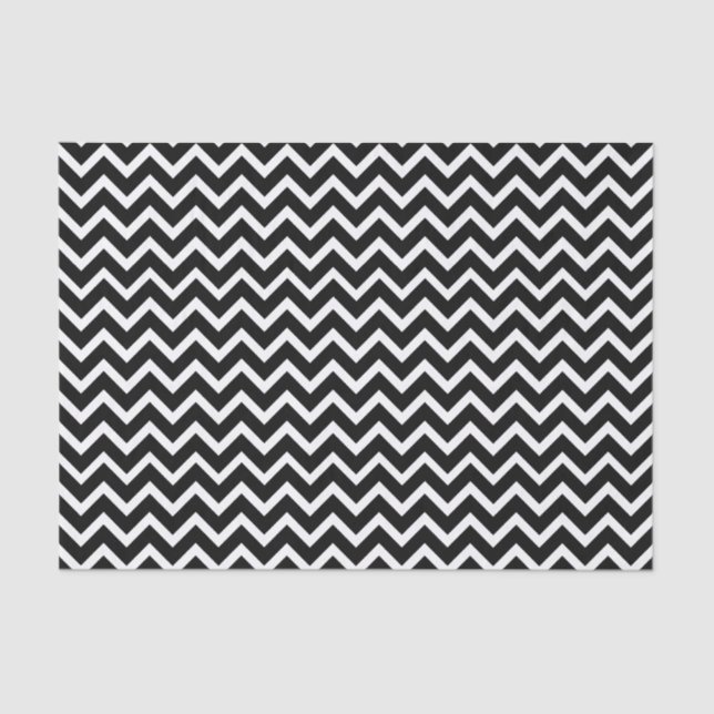 Papel De Seda Padrão Zigzag Preto e Branco (Frente )