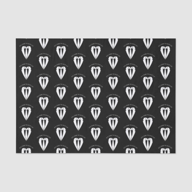 Papel De Seda Padrinho de casamento Preto e Suit de Proposta (Frente )