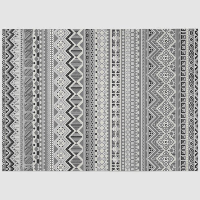 Papel De Seda Padrões aztecas preto e branco fofos design (Frente )