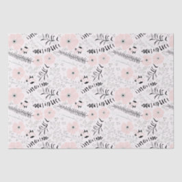 Papel De Seda Padrões Botânicos Pretos Rosa