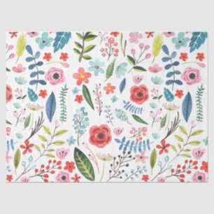 Papel De Seda Padrões Coloridos de Flores e Folhetos