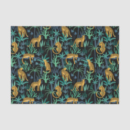 Papel De Seda Padrões da selva do Leopard Fundo preto