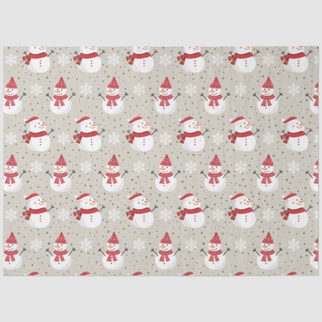 Papel De Seda Padrões de Boneco de Neve de Natal Design 6 (Frente )