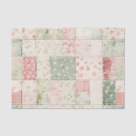 Papel De Seda Padrões de Colcha Floral Rosa de Hortelã Fazenda O