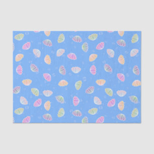 Papel De Seda Padrões de conchas coloridas azul claro