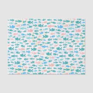 Papel De Seda Padrões de Coral Náutico para Peixes Nadadores