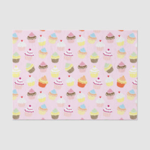 Papel De Seda Padrões de Cupcakes bonitos Pastel Rosa