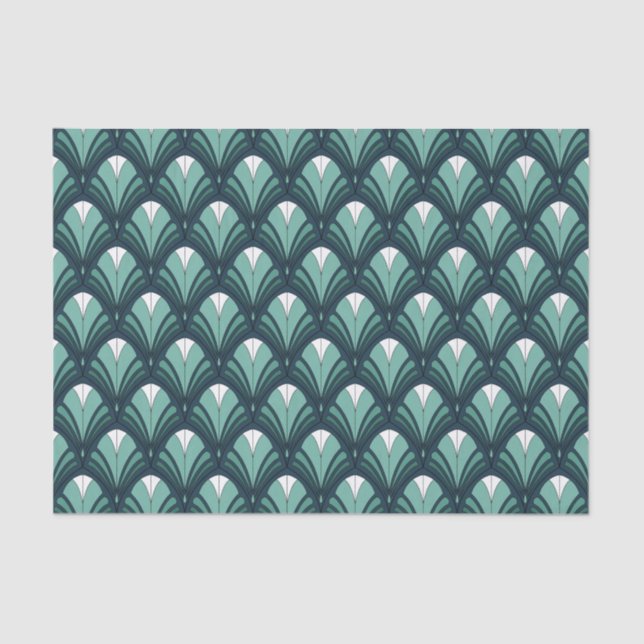 PAPEL DE SEDA PADRÕES DE DECO DE ARTE TEAL (Frente )