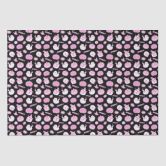 Papel De Seda Padrões de Dia das Bruxas de Preto e Rosa Bonitos