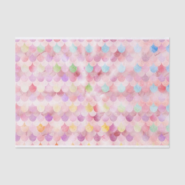 Papel De Seda Padrões de Escala de Sereia Cor-de-rosa (Frente )